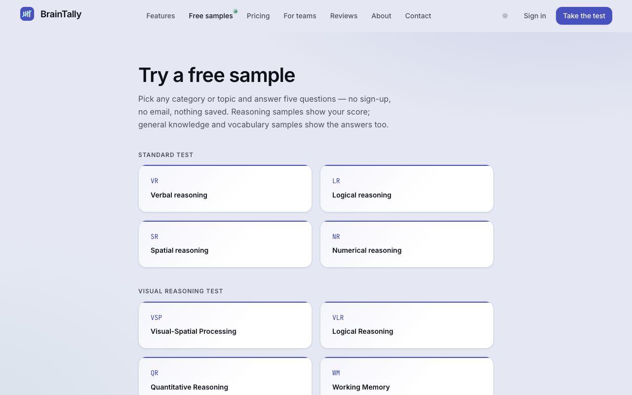 Every free sample on one page.