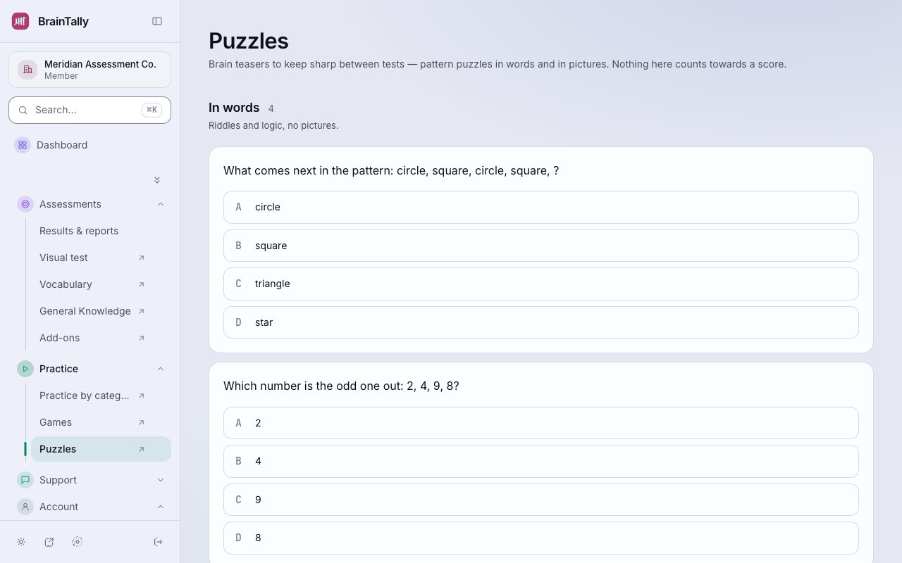 Puzzles: in words, and in pictures.