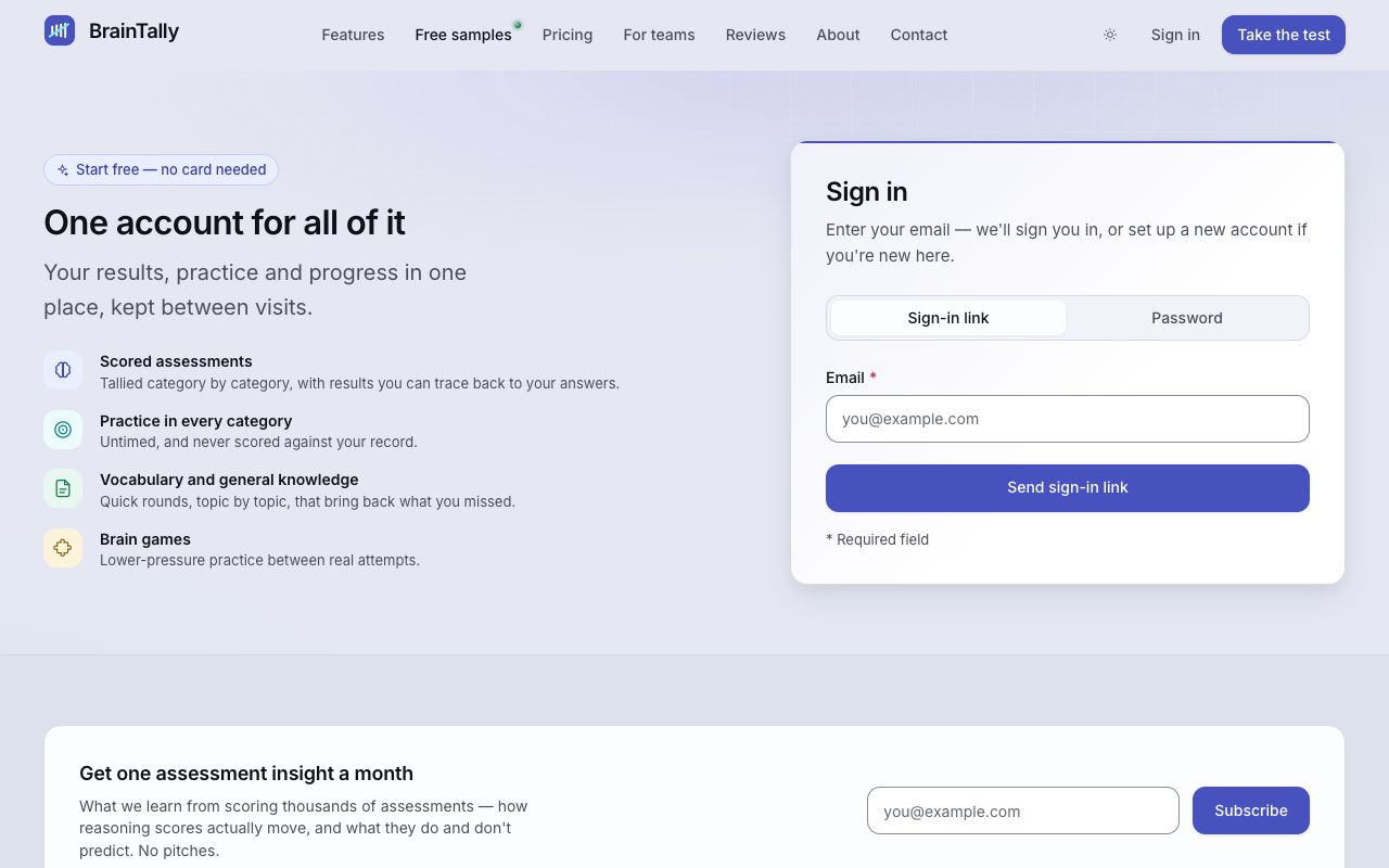 Sign in with a link sent to your email, or switch to Password.