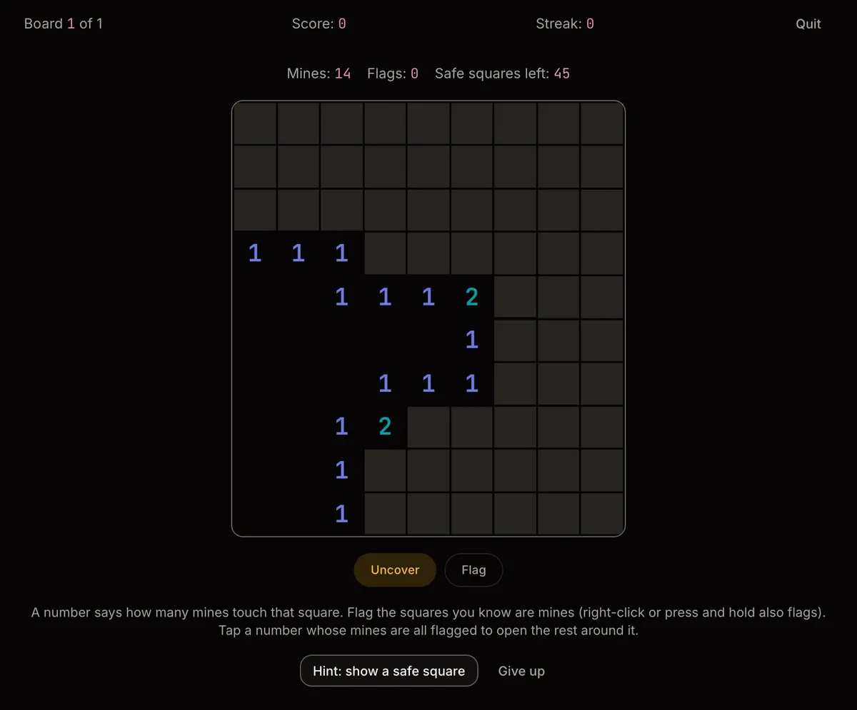 Mines, mid-game